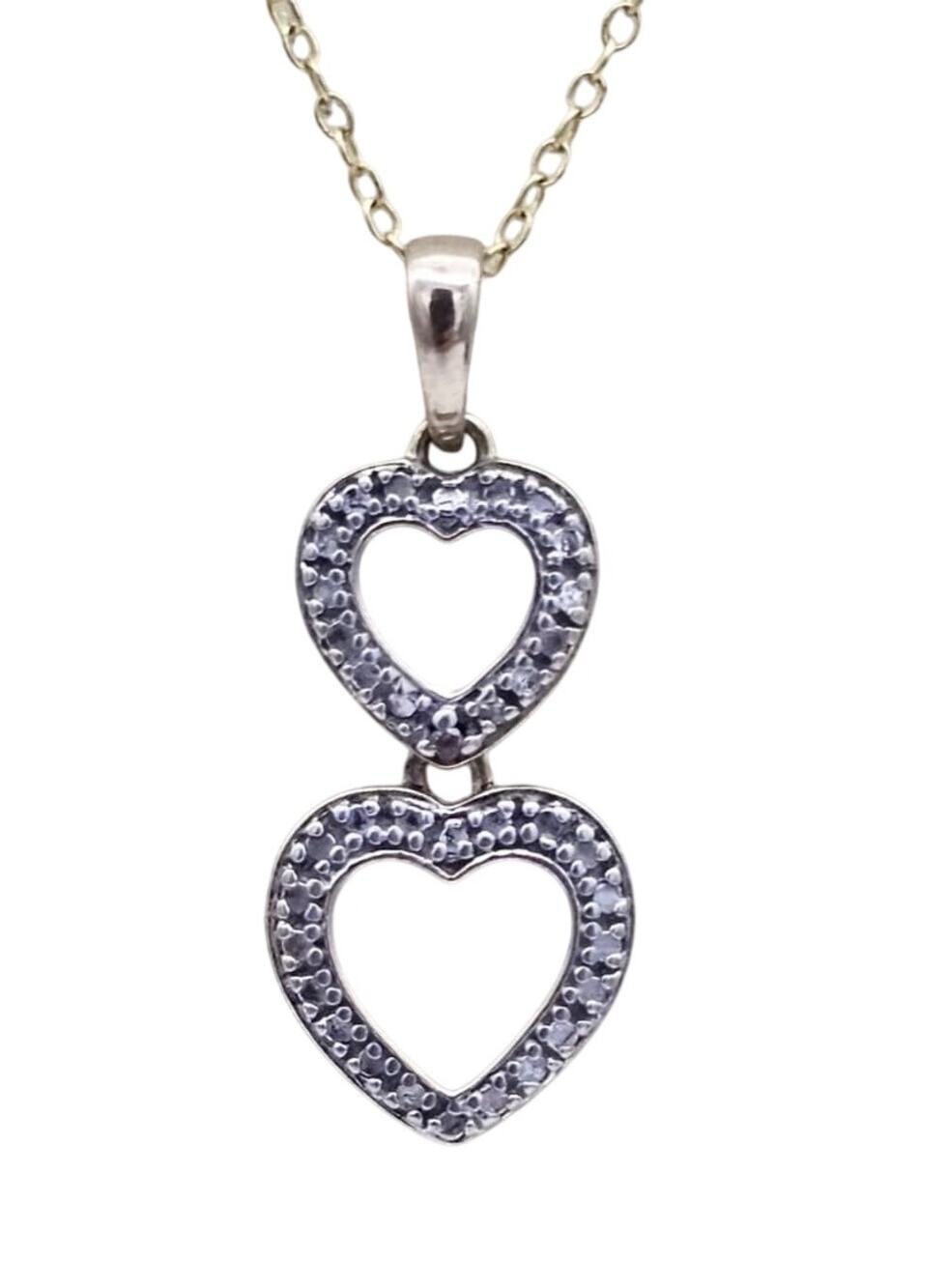 Ross Simons Gold Over Sterling Silver Double Heart Pendant And Chain